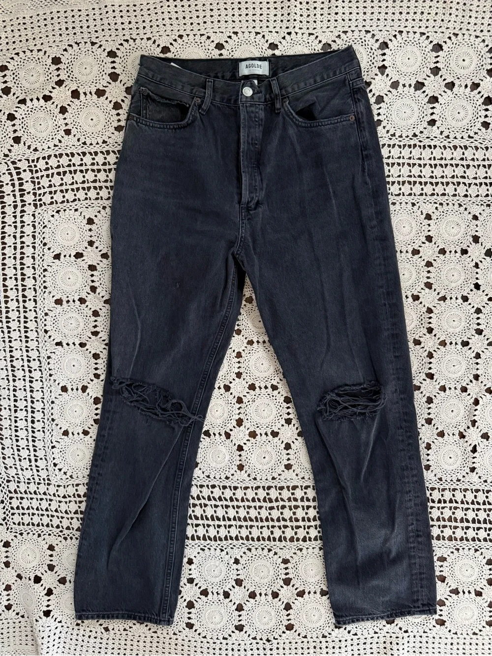AGOLDE '90s High-Rise Straight-Leg Jeans Howl Black Wash Size 29
